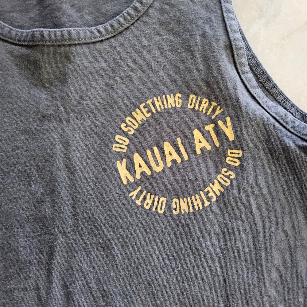 Mens Kauai ATV Do Something Dirty‎ Tank Top Gray Graphic Sleeveless